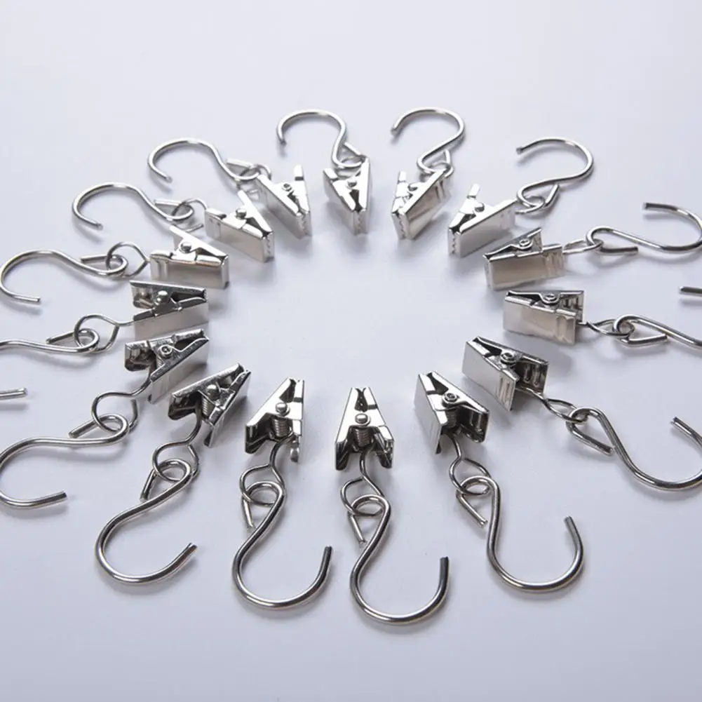 

Metal Curtain Clamp Curtain Hanger Clip Versatile Sturdy Metal Curtain Clips 46pcs Heavy Duty S-shaped Hooks for Bathroom Shower