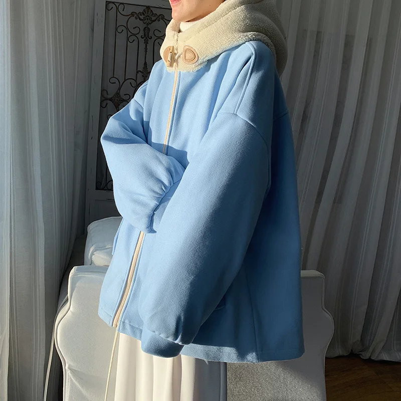 Winter Jacket Men Warm Fashion Casual Thickened Lamb Wool Jacket Men Streetwear Korean Loose Thick Hooded Short Coat Mens Parker