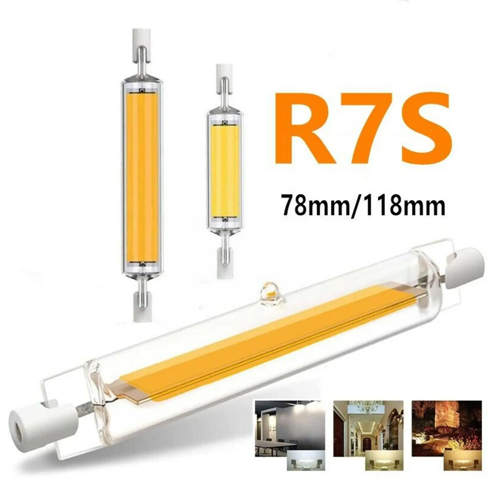 

Светодиодная лампа R7S, стеклянная трубка, COB лампочка 78 мм/118 мм, точечная лампа высокой мощности R7S, галогенная лампа-кукуруза 10 Вт/20 Вт, лампо...