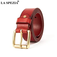 la spezia cowskin leather belts for men casual high quality belt red pin buckle genuine leather male belt accessories 115cm