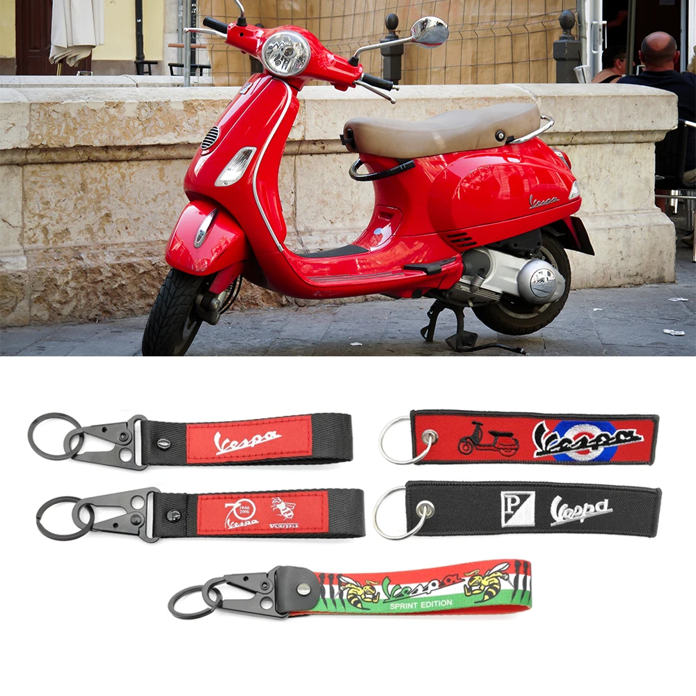 

Hot Sell Motorcycle Keychain Embroidery Keyring Key Chain Key Tags For Piaggio Vespa Primavera 150 SPRINT 150 GTS 300 ie LXV 125