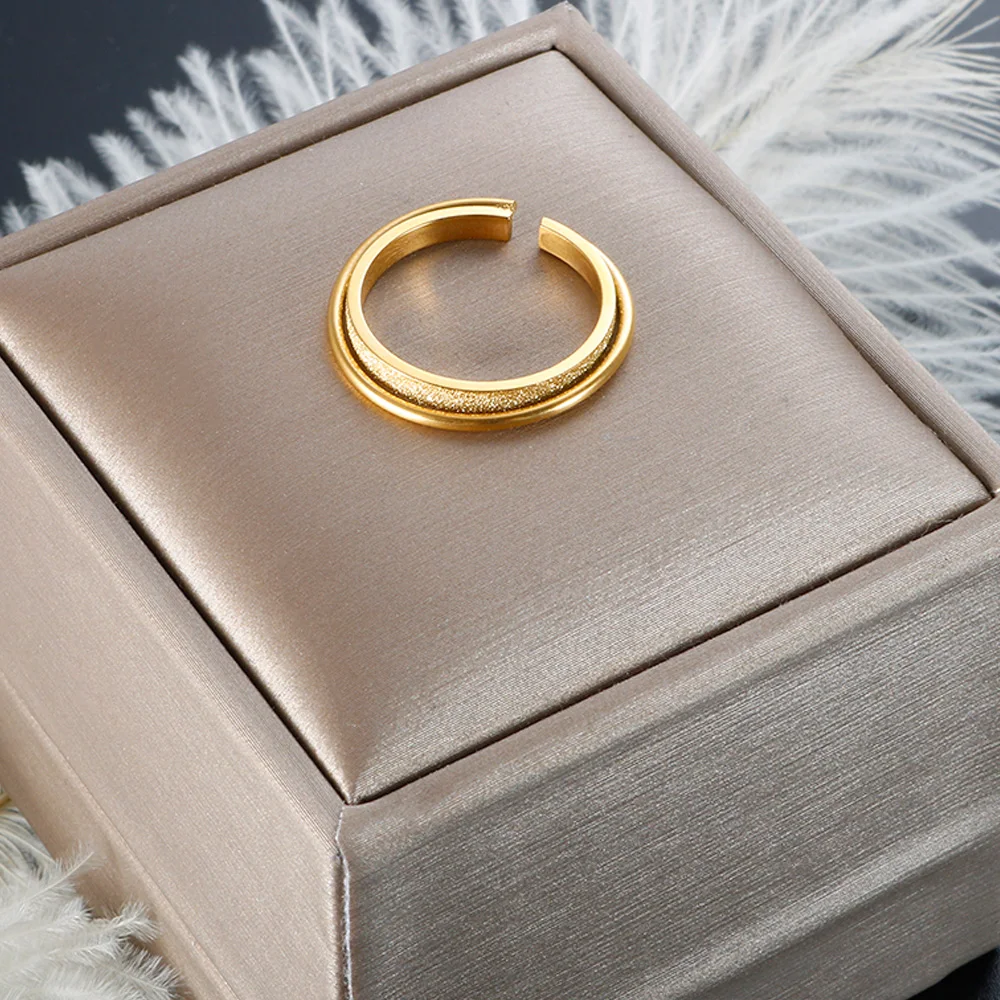 

Double Layer Open Finger Ring Stainless Steel Gold Plated for Women Couple Daily Wear Wholesales Waterproof Jewelry Party Gift