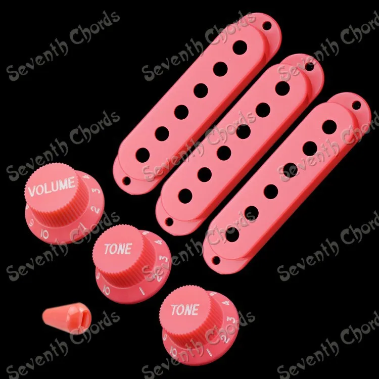 

A set Pink Electric guitar Single coil Pickup Covers & Speed Control Knob & Switch Knobs (Red)/ (String Spacing Any combination)
