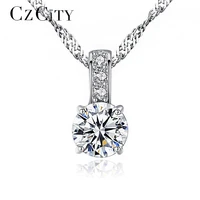 czcity zircon pendants necklace for women 925 initial sterling silver necklace fine luxury chain unusual girls choker jewelry