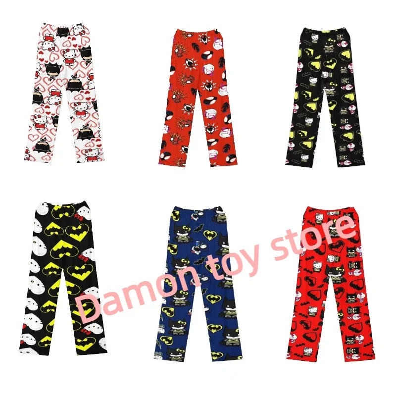 Sanrio осень Hellokitty Бэтмен пижамные штаны мультфильм хип-хоп Y2k стиль женские теплые