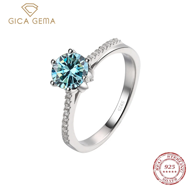 

Gica Gema Real 1Ct D Color Moissanite Engagement Multicolor Rings For Women S925 Sterling Silver Elegant Engagement Jewelry Ring