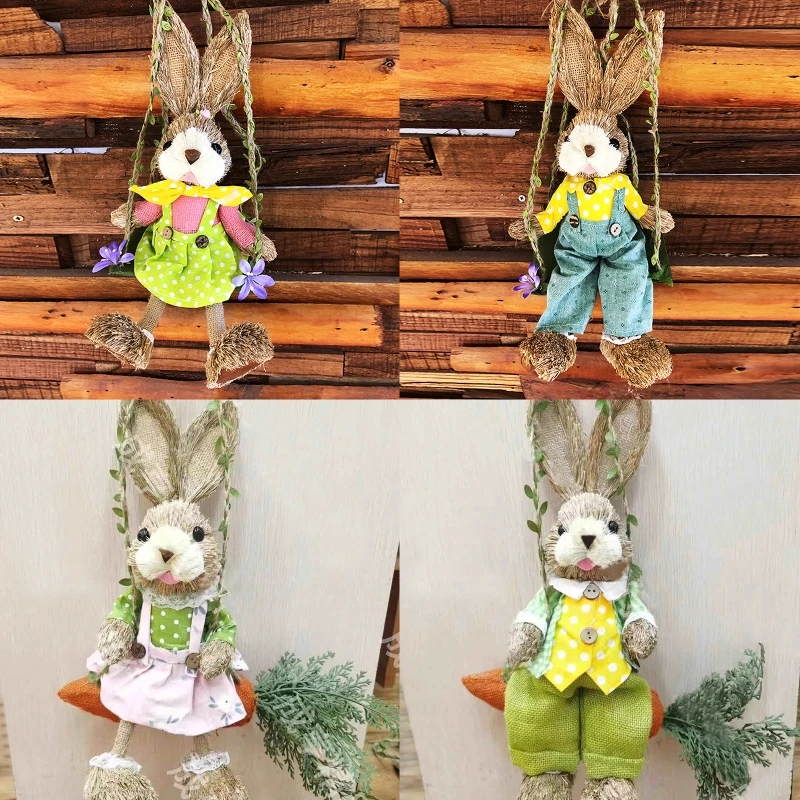 

Interest Decorative Easter Straw Rabbit Hanging Ornaments Kids Party Easter Gift DropShipping