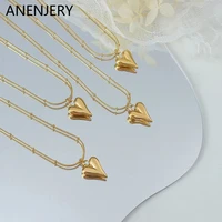 anenjery 316l stainless steel mini heart clavicle necklace new simple ladies necklace party jewelry gift jewelry wholesale