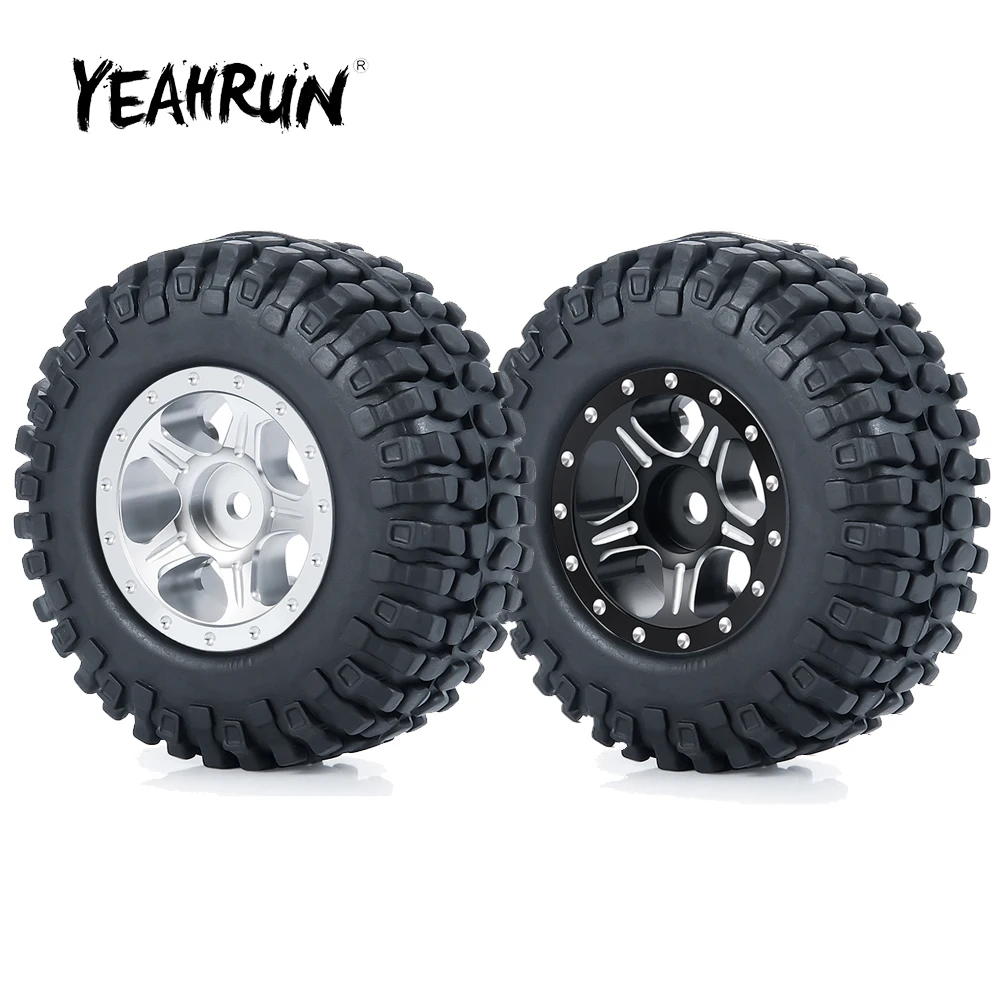 

YEAHRUN 4 шт. микро 1,0 дюймов Beadlock металлический обод колеса резиновый комплект шин для Axial SCX24 1/24 RC Гусеничный автомобиль грузовик универсальные...
