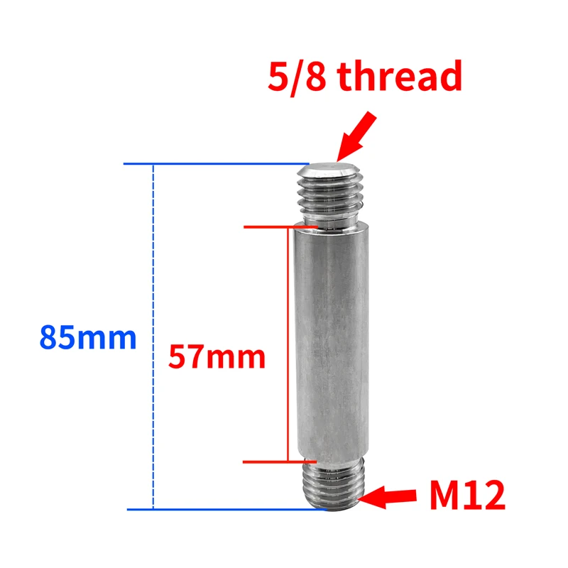 

57mm Height Prism Adapter From 5/8 Thread To M12 Type Pole Extend Section For Survey Accessories Stainless Steel