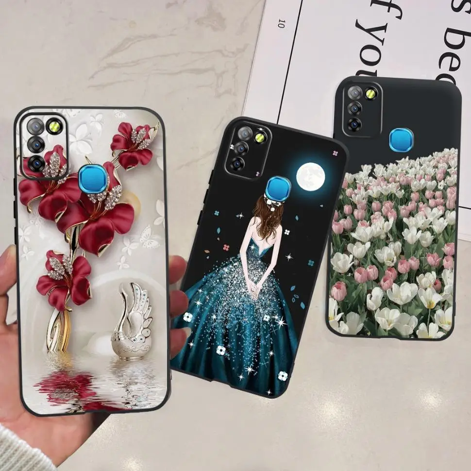 Beautiful Flower Case For Infinix Smart 5 Smart5 Silicone Soft TPU Mobile Phones Back Cover Hot 10 Hot10 lite Cases