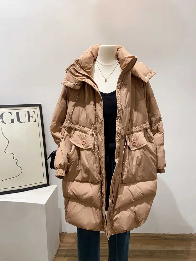 Прогулочное одеяло! Повседневный свободный пуховик средней длины женская зимняя