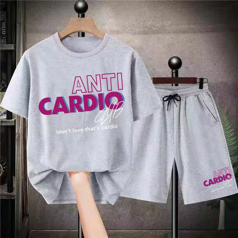 Pure Cotton Oversized T-Shirt Summer Casual Sports Short Sleeved Work Out Suit Male Graphic Street Fashion Loose Breathable Tees