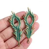 10pcs bronze bohemia boho verdigris patina phoenix peafowls feather charms for jewelry making pendants necklace earring finding