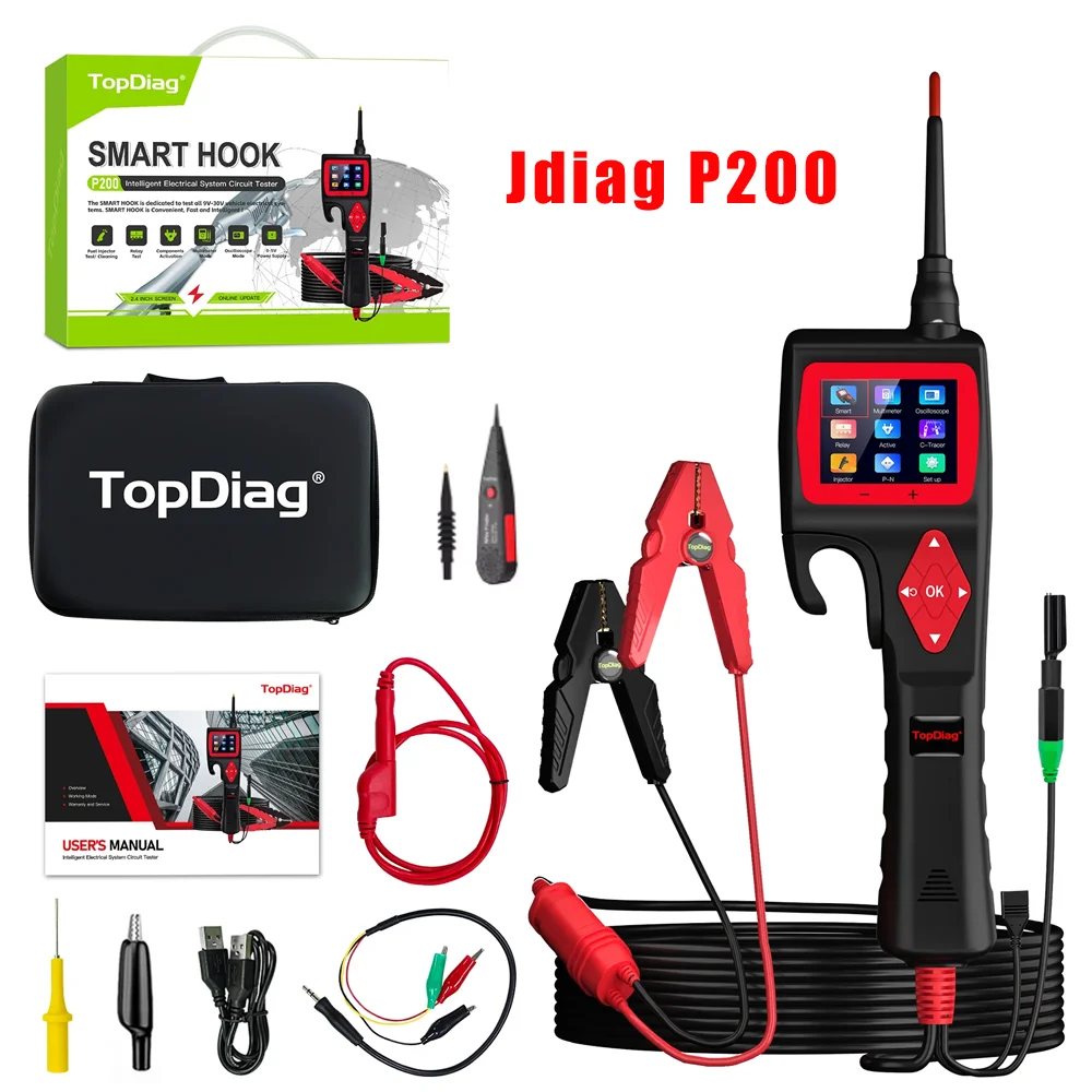 

Новый Jdiag P200 SMART HOOK датчик мощности автомобильный анализатор цепей тестер 12 В 24 В цифровой тест детектор электрической системы мультиметр