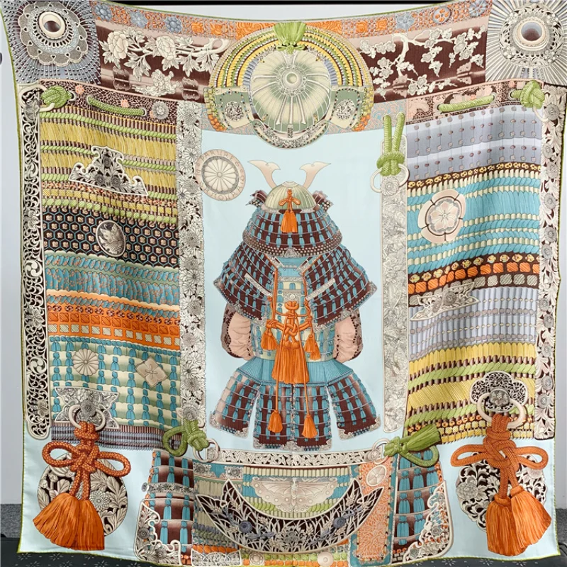 

Luxury Scarves for Women Armor Warrior Design Brand Shawl Winter Warm Wraps Fashion Print Pashmina 135cm Edge Hand Women Scarf