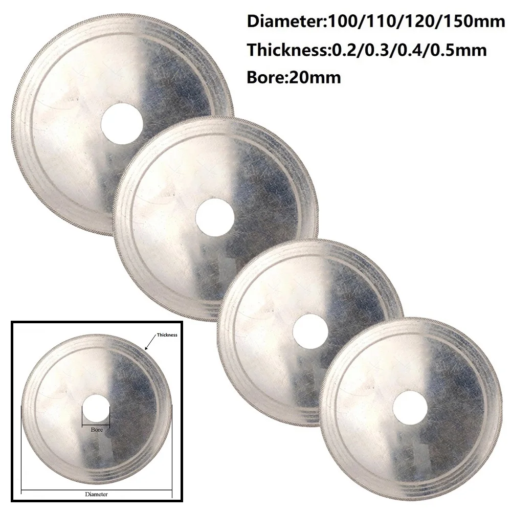 

Diamond Cutting Disc Super Thin 20mm Bore Saw Blade Wheel Kit 110-150mm For Glass Tube Marble Gemstone Non-metallic Cutting Tool