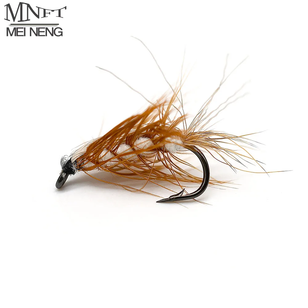 MNFT 10 шт./лот 6 # Белый баггер шерстяной червь коричневая борода нахлыстовая форель