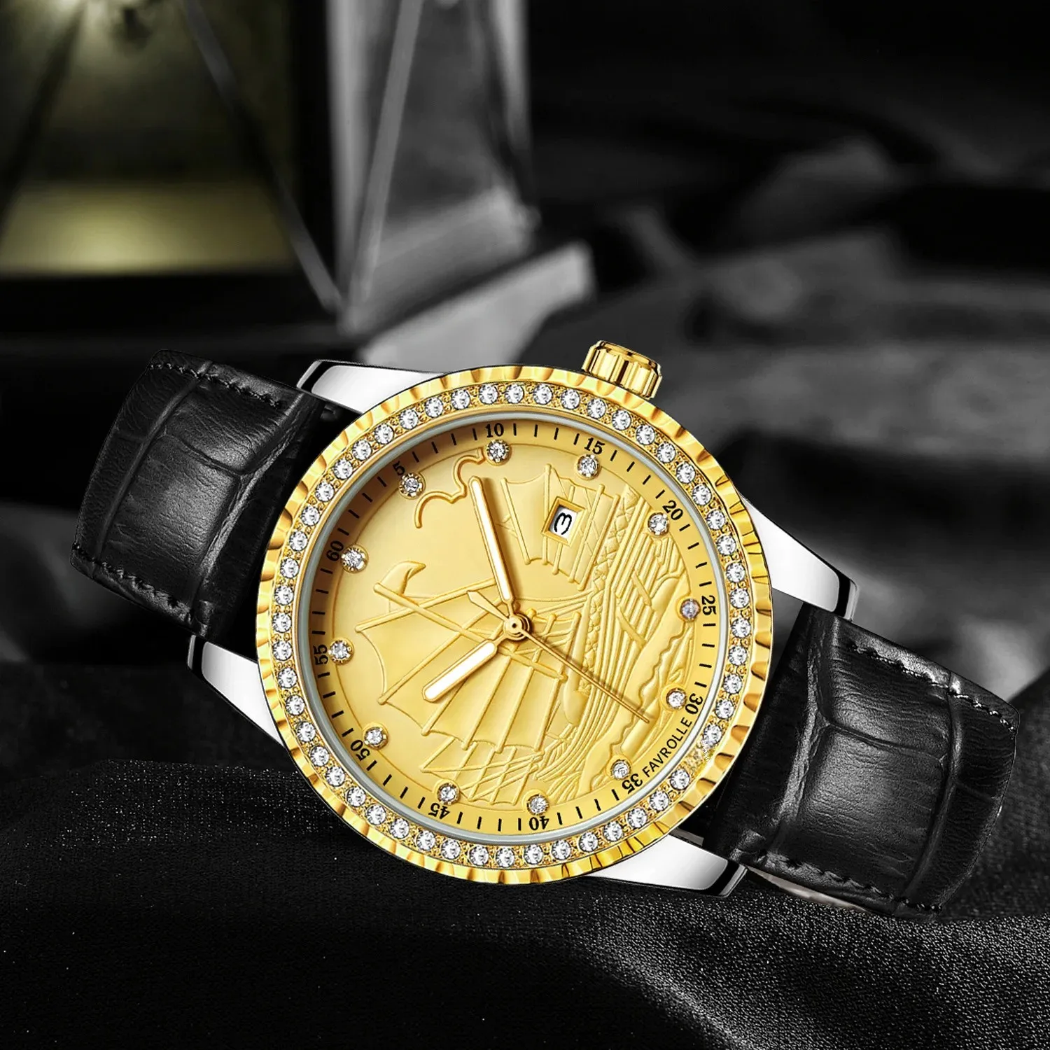 Кварцевые наручные часы в деловом стиле полые механические модные мужские для