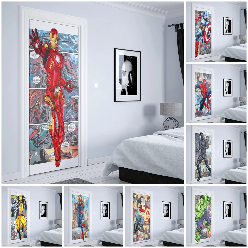 

Водонепроницаемая наклейка на дверь в стиле «Супергерои»