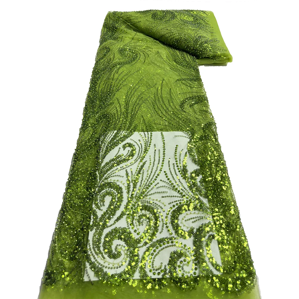 Африканская бисерная Кружевная Ткань 5 ярдов 2024 высококачественные блестки