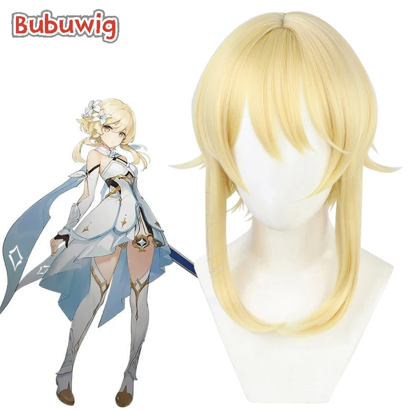 

Bubuwig Synthetic Hair Genshin Impact Ying Lumine Cosplay Wigs Women 30cm Short Straight Light Blonde Party Heat Resistant