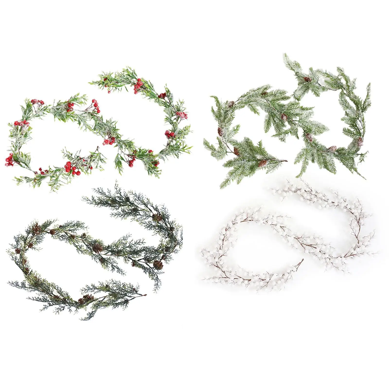 

1.6M Christmas Pine Vine Garland with Red Berries Rattan Home Party Wall Door Decor Christmas Tree Ornaments Xmas Wreath