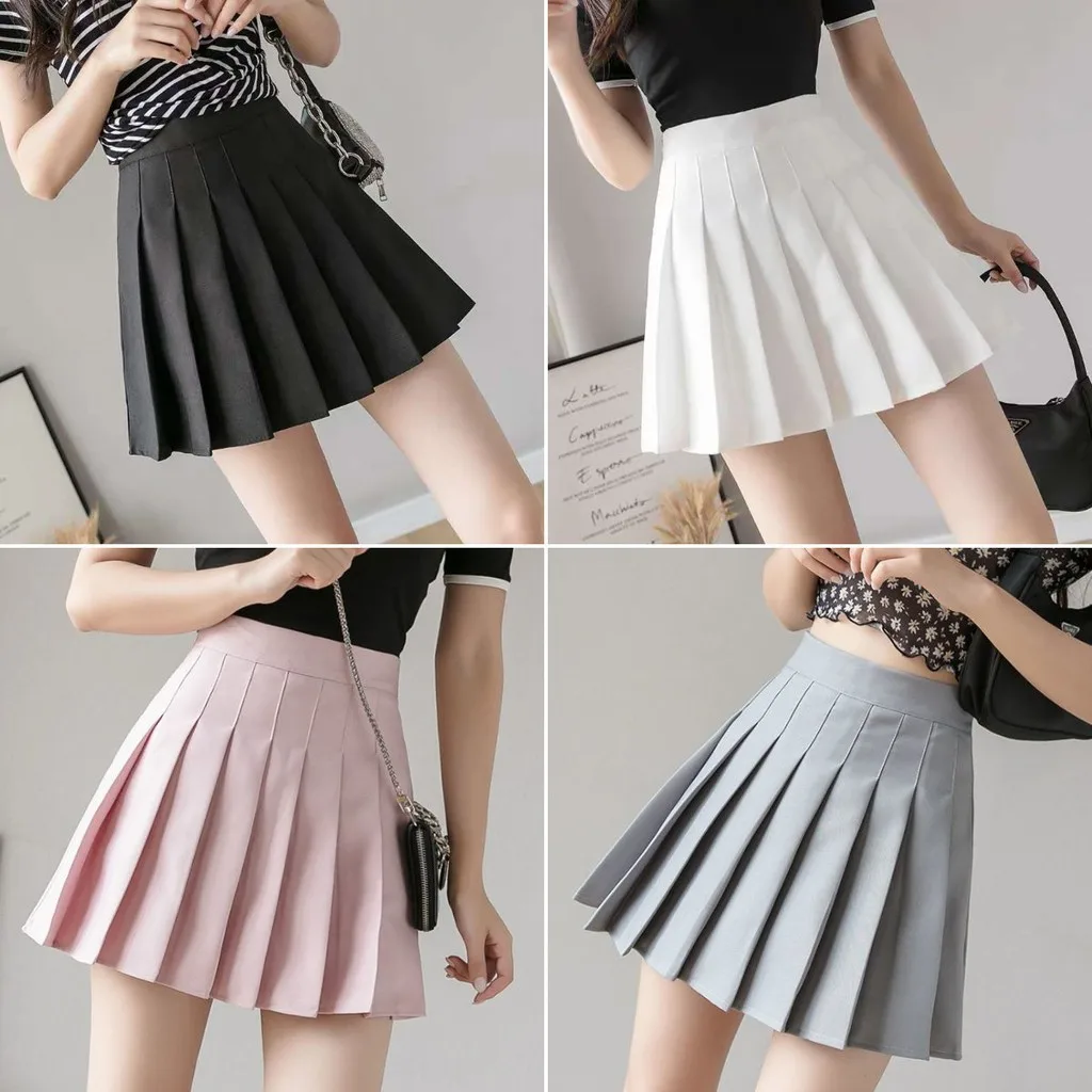 

Женская плиссированная юбка в Корейском стиле, белая короткая юбка с высокой талией, модная сексуальная короткая юбка