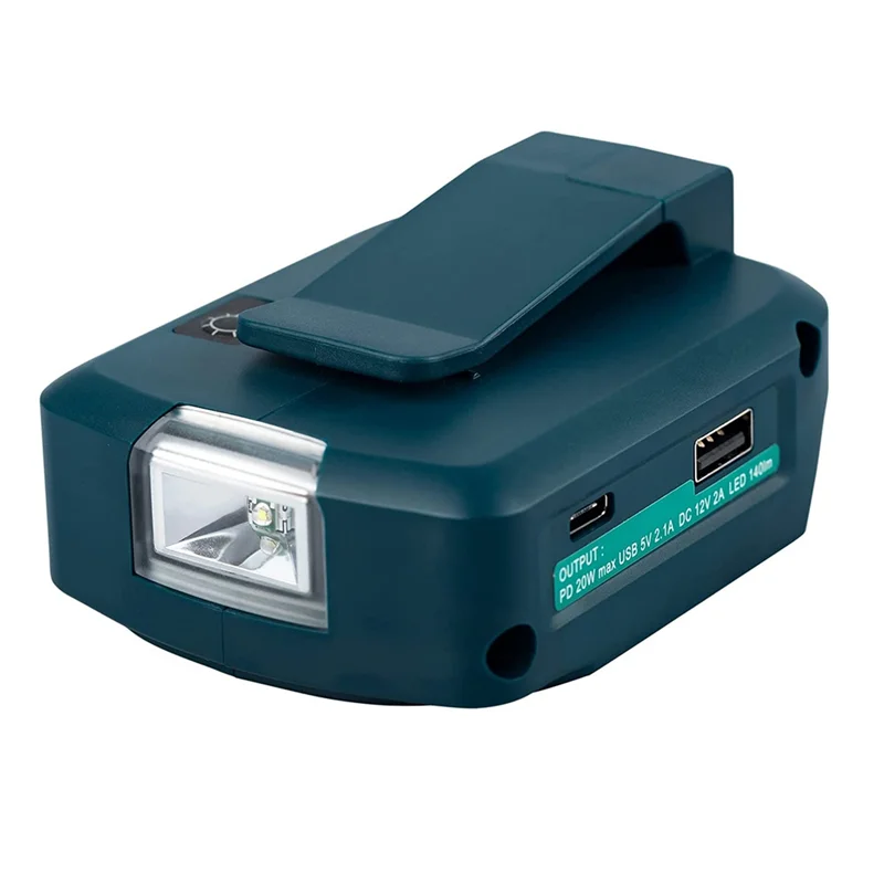 Для Makita ADP05 14,4 В/18 в аккумулятор Lion USB/Type-C конвертер порт с фонариком для внешнего освещения для Makita