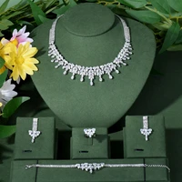 new trendy flowers chokers jewelry set for women wedding zircon cz african dubai bridal jewelry set dance party n 59