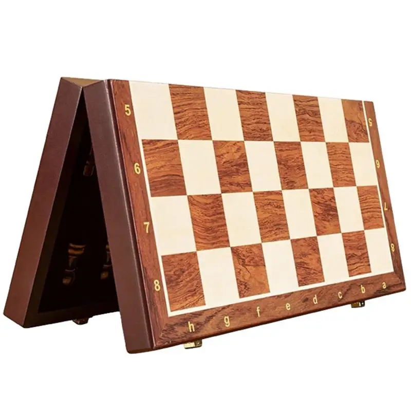 

Wood Chess Set Portable Folding Travel Chess Sets With Pieces Storage Slots International Board Game For Kids Adult