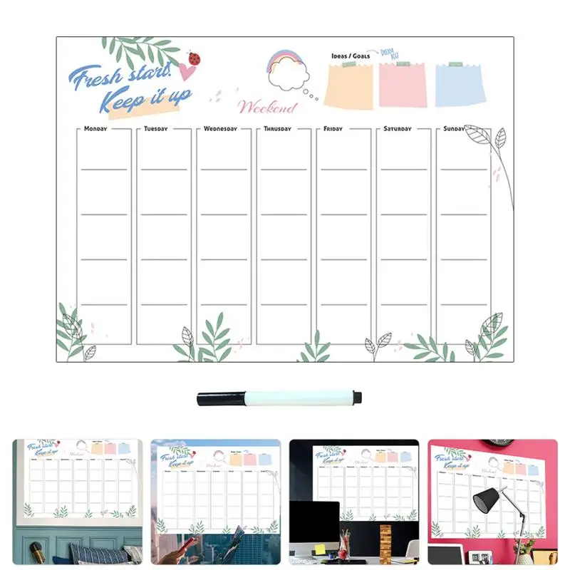 

White Board Magnetic Fridge Sticker Monthly Weekly Planner Calendar Table Dry Erase Whiteboard Schedules Message Board