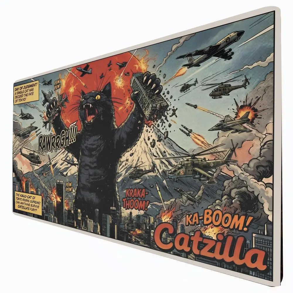 Фото Игровой коврик для карточных игр в стиле ретро с черным котом, 24x14 дюймов, для Magic MTG, Magic TCG, Magic CCG, нескользящий, прочный, с прошитыми краями №5