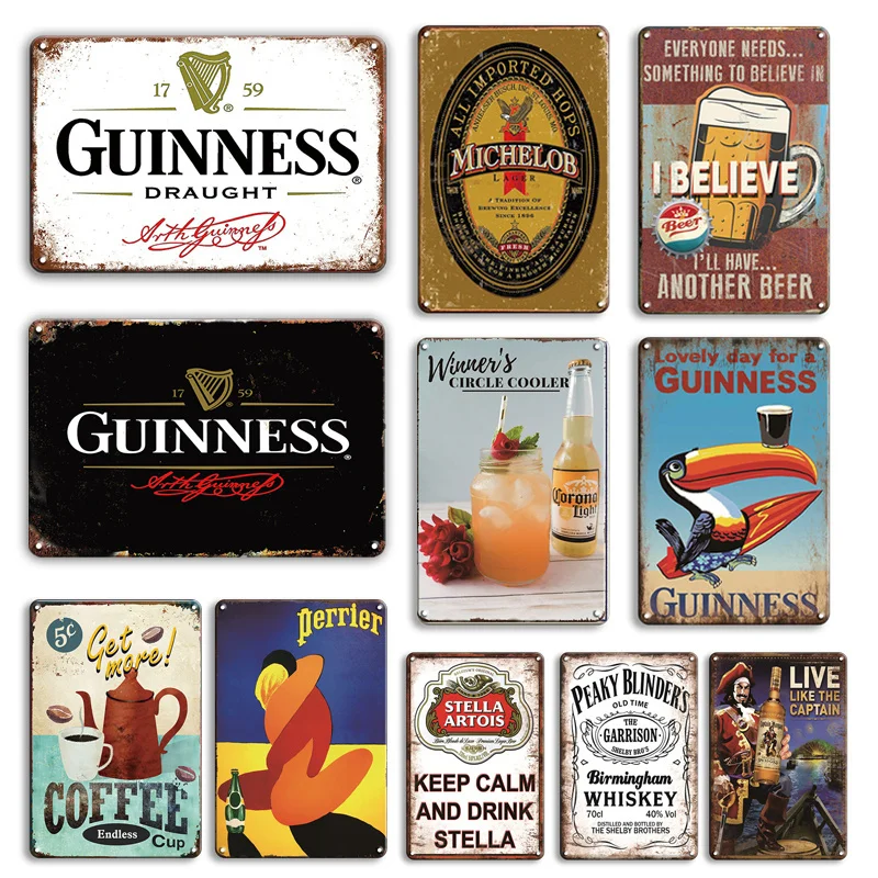 

Наклейки с пивом жестяной винтажный постер для виски, металлическая пластина, Декор, табличка, ретро Тики, украшение для бара, паба, шикарная комната, настенная живопись A1