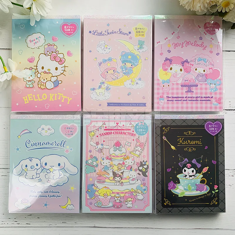 128 Sheets/Book Sanrio Hello Kitty My Melody Kuromi Notebook Kawaii Anime Cartoon Student Message Memo Record Hand Ledger