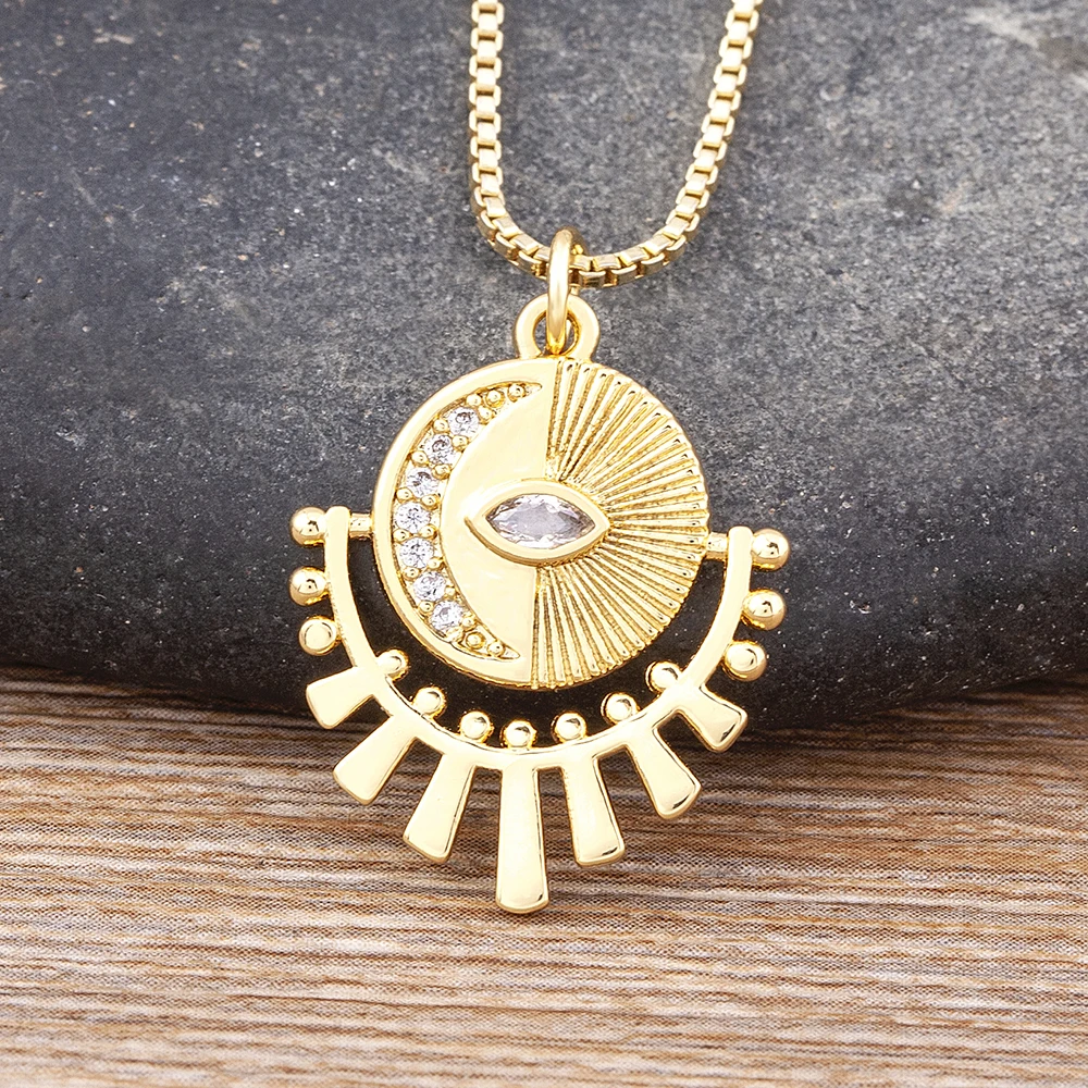 

Nidin New Punk Creative Design Turkey Evil Eye Cubic Zirconia Gold Necklace Women's Hip Hop Rock Jewelry Party Personalized Gift