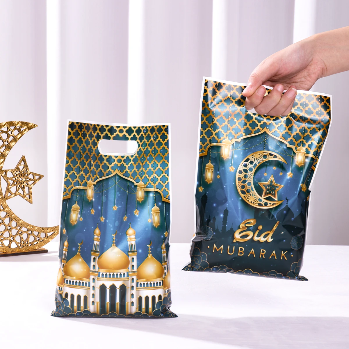 10 шт. пакеты для подарков Eid Mubarak пластиковые конфет и печенья Рамадан кареем