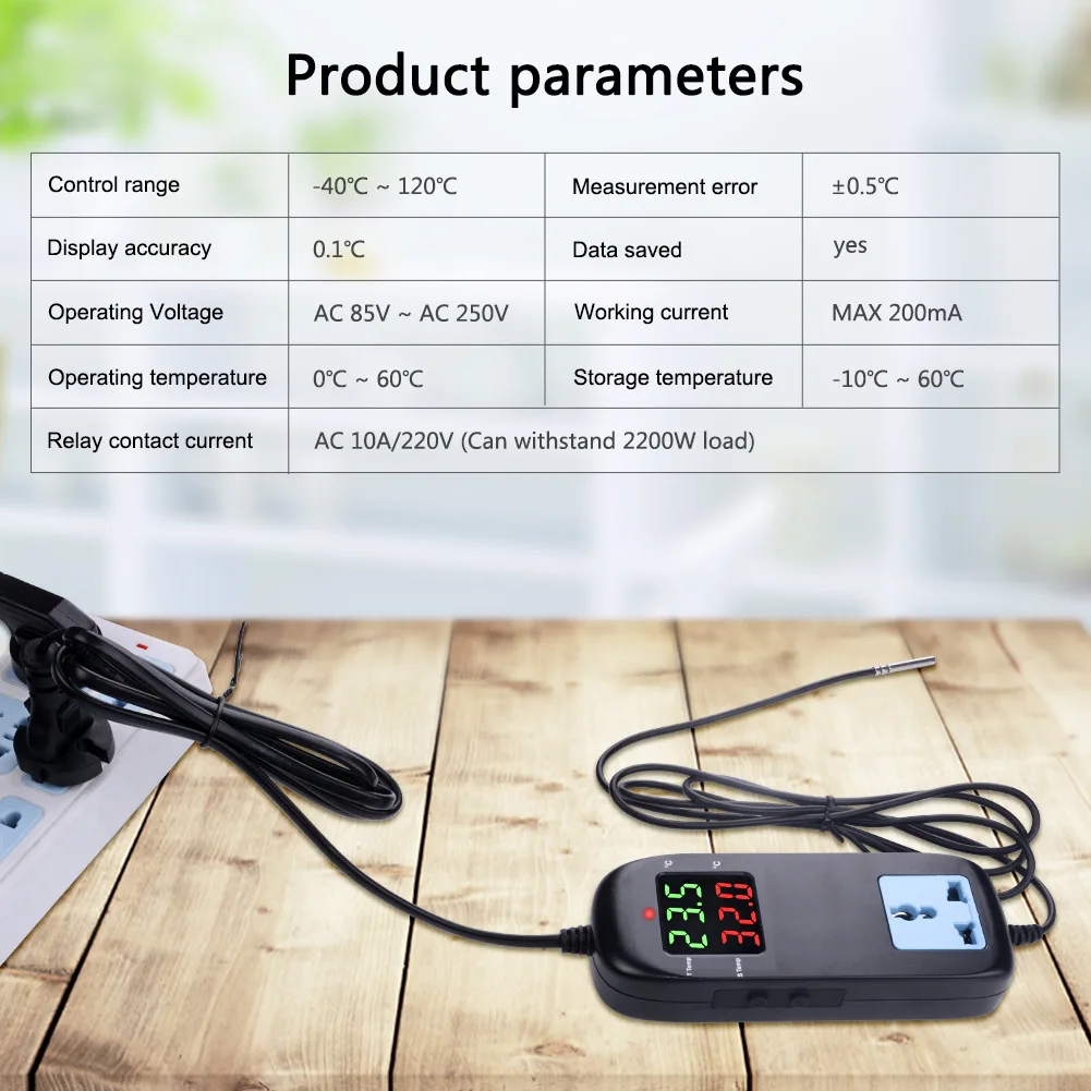 ac 90v 250v electronic thermostat led digital breeding digital display temperature controller with socket free global shipping
