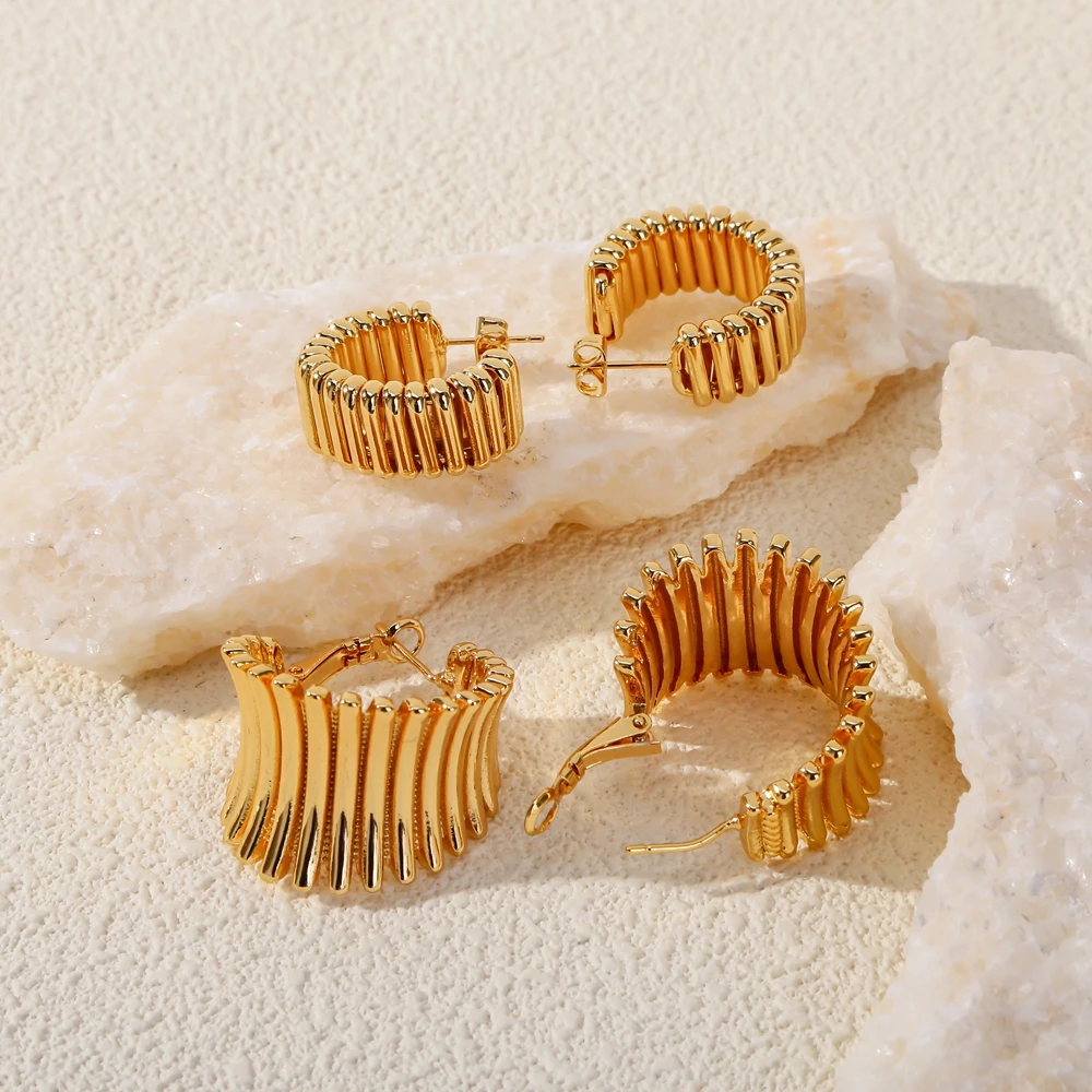 Серьги-кольца HONGTONG золотого цвета с асимметричным рисунком для женщин модные