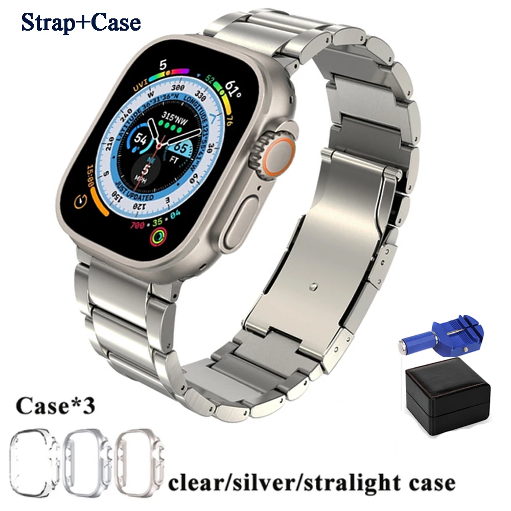 Warch Case Titanium Strap for Apple Watch Ultra 49mm Band 44mm 42mm 40mm 45mm 69g Titanium Watchband for iWatch 8 7 6 SE 5 4 3 2