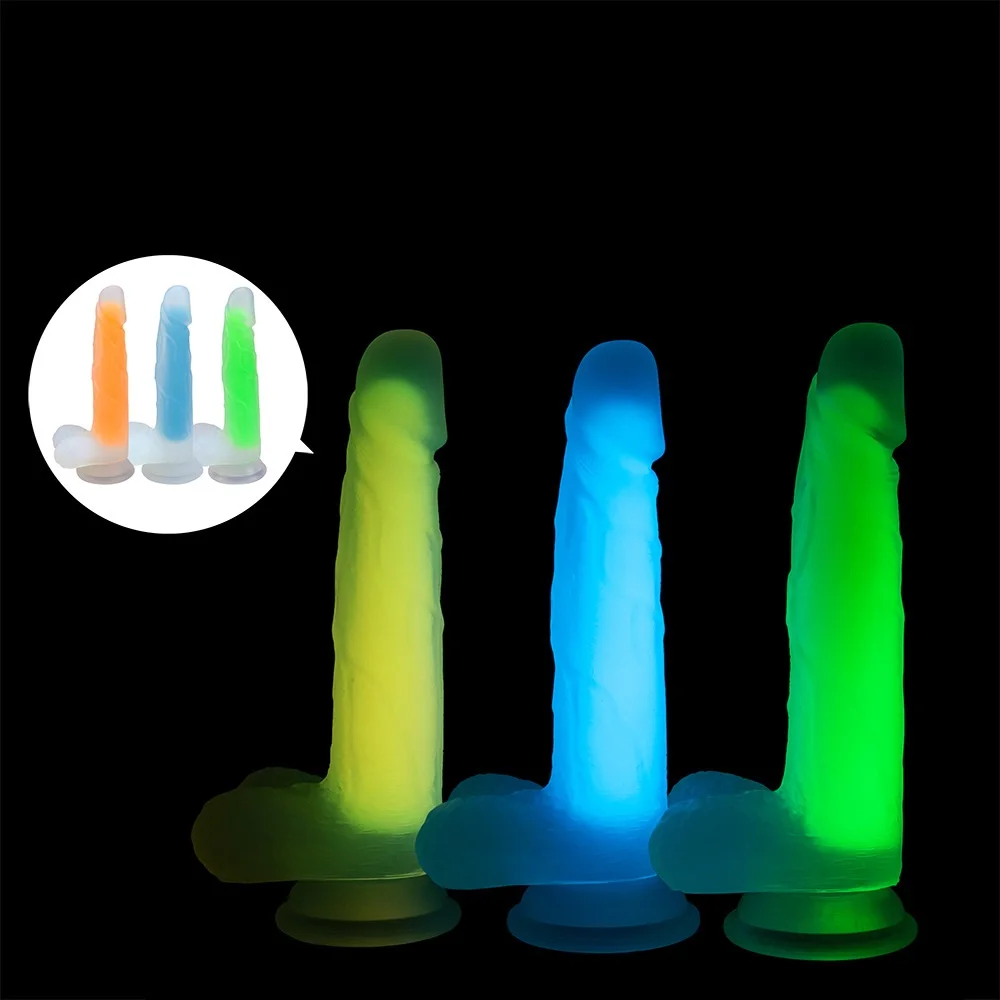 

Fluorescent Realistic Dildo Anal Masturbator Sex Toys for Couples Crystal Jelly Dildo Suction Cup Penis Luminous Dildo for Women