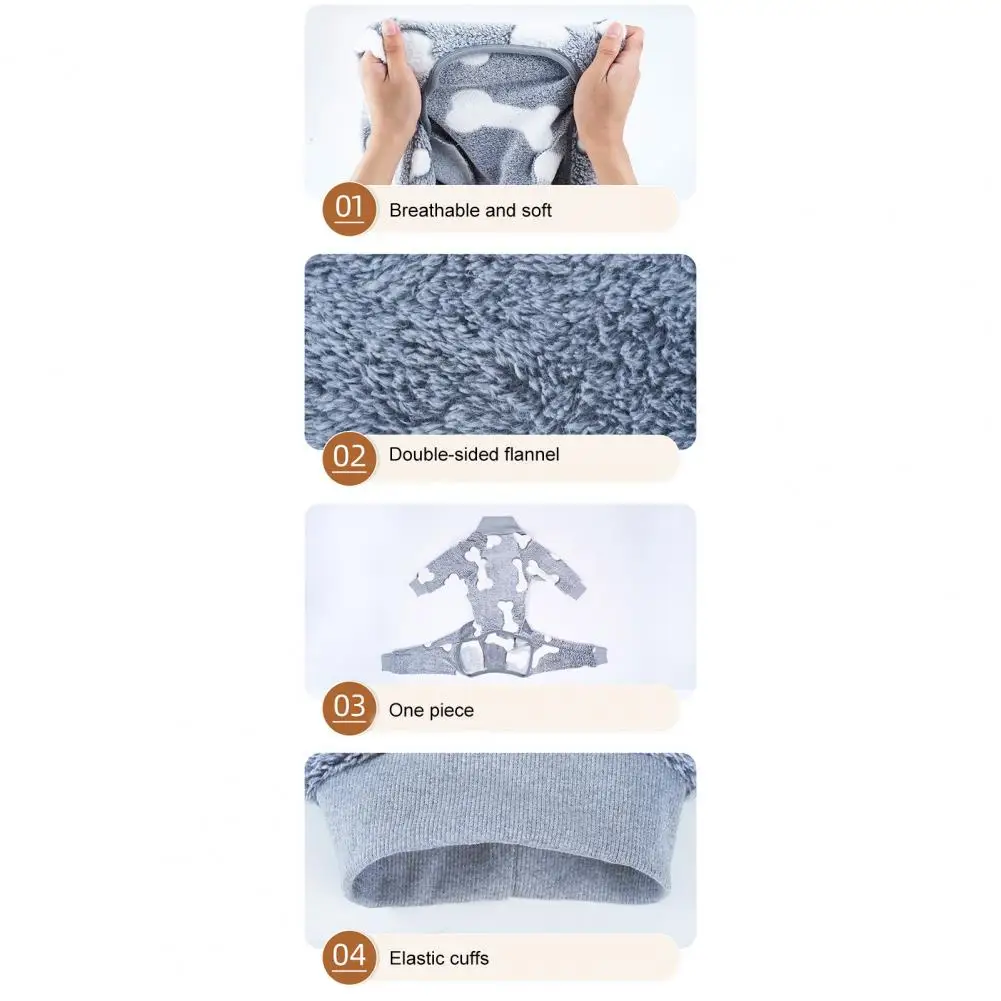 

Dog Clothes Comfortable Washable Keep Warm Bone Pattern Pet Pajamas Pet Costume for Autumn