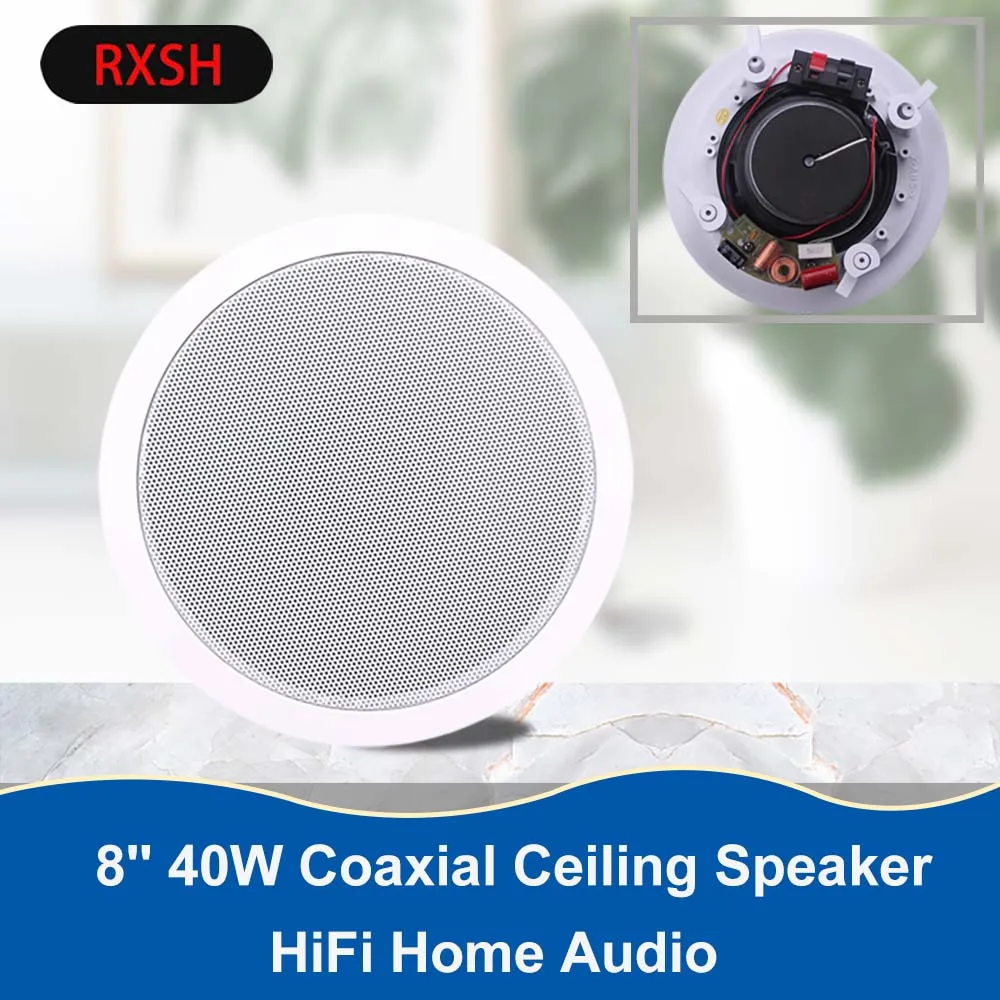 

Home Theater System Coaxial Loudspeaker 8 Inch 40W Suspended Ceiling Speaker Background Music Public Address Meeting Living Room