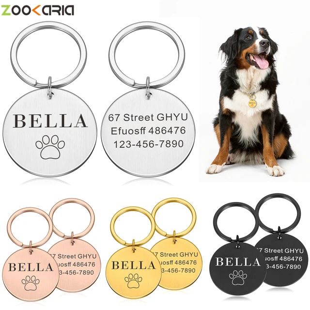 Custom Name Anti-lost IDTag Engraved Record Tel Address Cat Puppy Personalized Paw Print Medal Pendant Dog Pet Collar Accessory 1