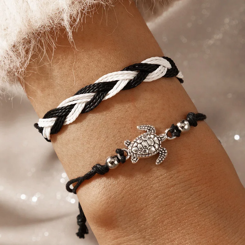 

New 2022 Ethnic Style Ornament Turtle Braided Multi-layer Bracelet Geometry Irregular Animal Double Layer Bracelet