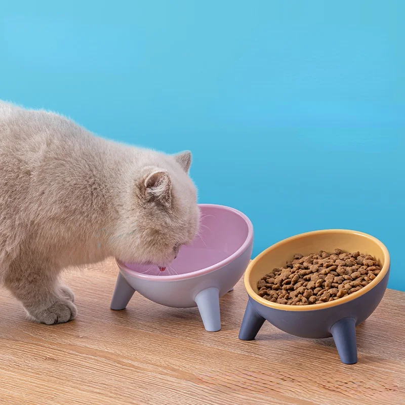 

Pet Bowl Round Tripod Shape Bump Color Cats and Dogs Anti-flip Water Bowl Stability Bracket Easy To Clean Supplies Neck Guard