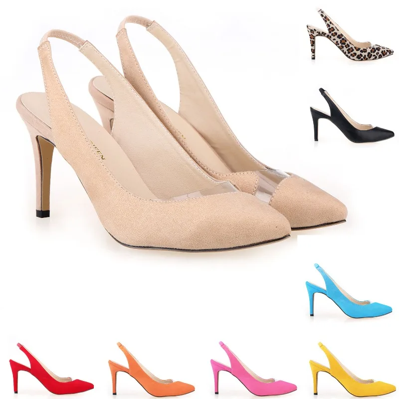 

LOSLANDIFEN Women Pumps Fashion Party Dress Splicing Pointed Toe Flock 5CM Thin high heels Fashion Dress Sandals Women Shoes