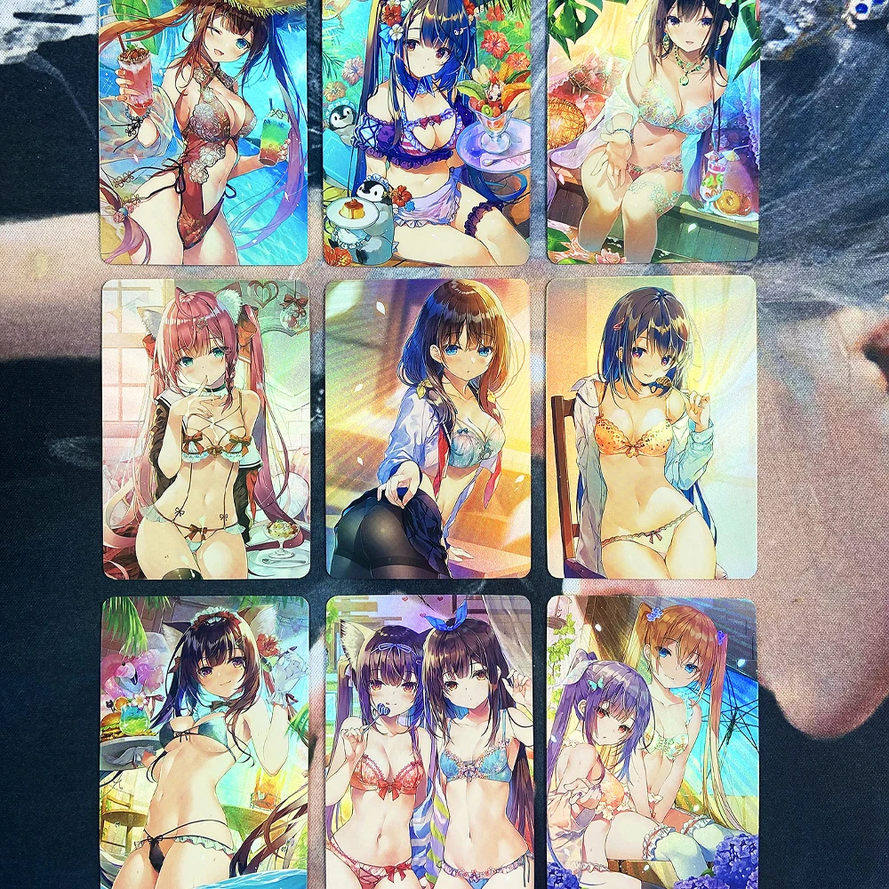 9 шт./набор флэш-картинок с аниме-девушками ACG сексуальной кавай студенческой формы купальных костюмов коллекция карт редкого белья девушек игры.