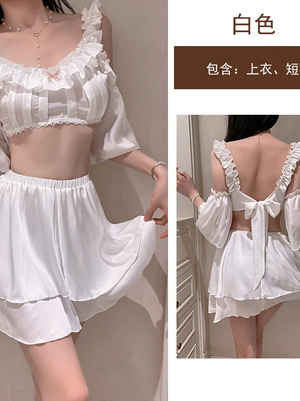 Милая белая кружевная мини-ночная сорочка соблазнительная пикантная ночная