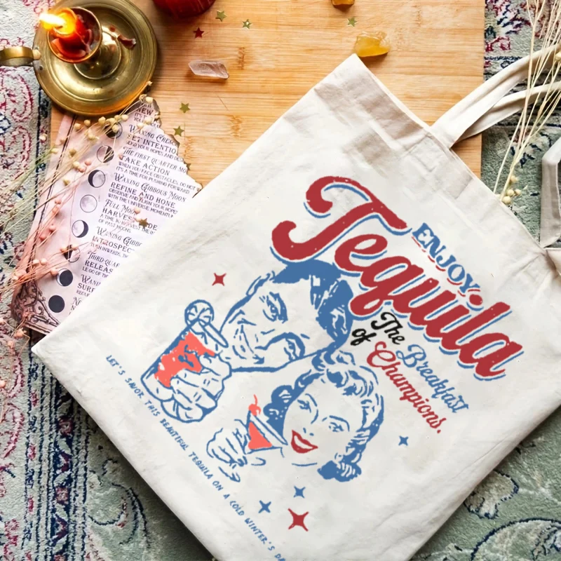 1 шт. большая сумка с буквенным узором Наслаждай текилой для покупок винтажная